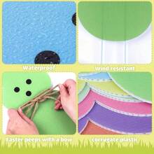 4 piezas de decoraciones para exteriores de Pascua, carteles de jardín de conejos de Pascua, estacas de jardín de conejos de Pascua de colores, suministros para fiestas en el hogar del festival de primavera, decoración del hogar festiva (colores vibrantes surtidos)