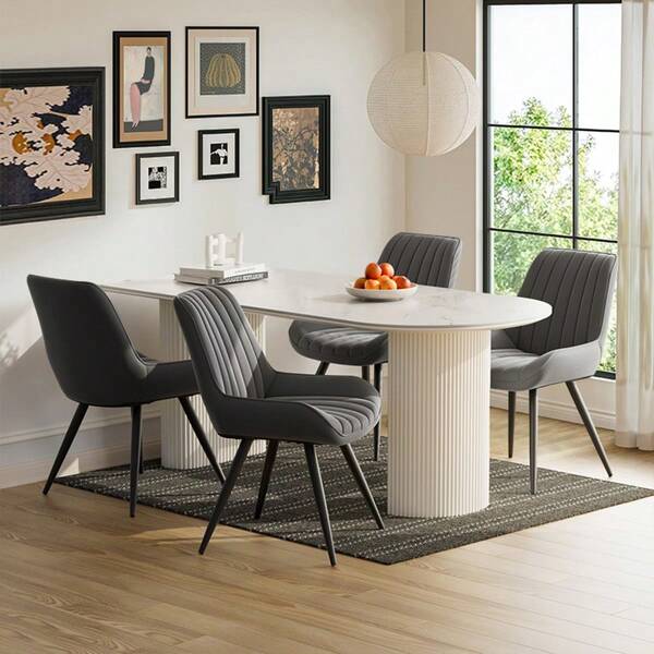 Nalupatio Dining Chairs Set Of 2|Upholstered Chairs With 10cm Thick Seat Cushion,Upholstered Fabric Dining Chair ,Kitchen Chair With Backrest ,Modern Armchairs With Metal Legs