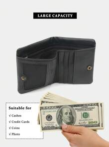 100% Genuine Leather Short Bifold Wallet For Men Classical Simple Design Casual High Quality Cowhide Cash Purse With Zipper Pocket And Multiple Credit Card Slots Versatile Portable For Daily Use Commuting Travel Gift Suitable For Teen Summer Casual Outdoor Athletic Or Vacation Travel Or Graduation Gifts Or Birthday Dress Accessories - Multicolor - View 5