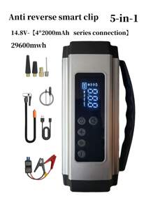 1 szt. 150PSI 3000A Rozrusznik ze sprężarką powietrza, 5 w 1 Funkcja Cyfrowy samochodowy kompresor opon Skrzynka rozruchowa Akumulator, przenośna ładowarka samochodowa do 10L benzyny lub 4,0L