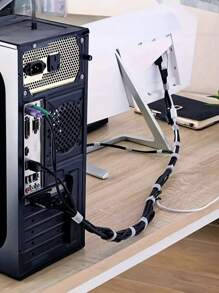 1 Roll-500cm Grey Multi-Purpose Cable Ties - Cord Organizer For Home, Office, And Electronics | Easy-To-Use Cable Management For Computers, Tvs, And More | Reusable Cable Ties For Wire Management | Plastic Material