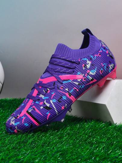 1 Pair Unisex Football/Soccer Shoes For Adults, Students, Teenagers, All-Purpose Sports Shoes For Outdoor Matches And Training On Soft & Loose Grass Fields, With Lace-Up Front, Anti-Slip & Wear-Resistant Design, AG & FG Spikes, Lightweight & High-Performance