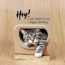 1pc Funny Humorous Birthday Card Featuring A Surprise Cat Theme, Complete With An Envelope, 6.29" X 4.33", Making It An Excellent Gift For Loved Ones, Crafted With High-Quality Materials, And Is Perfect For Those Who Adore Cats