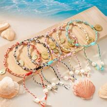 1pc Handmade Boho-Style Jesus Copper Tag EPE Foam Rope Bracelet, Ascension Day Gift, Perfect Jewelry For Men & Women
