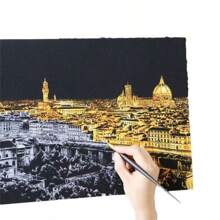 Libro de dibujo para rascar la vista nocturna de la escena de la ciudad del mundo, adecuado para principiantes, proveniente de Corea del Sur