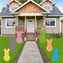 4 piezas de decoraciones para exteriores de Pascua, carteles de jardín de conejos de Pascua, estacas de jardín de conejos de Pascua de colores, suministros para fiestas en el hogar del festival de primavera, decoración del hogar festiva (colores vibrantes surtidos)