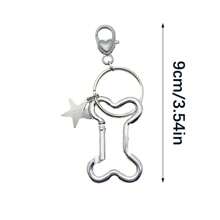 Street 1pc Metallic Silver Cute Bone & Star Shaped Pendant Keychain For Y2K Millennium Girl Bag Decoration Valentine's Day Valentines Car Accessories Bag Charm Backpack For School