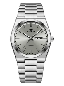 A Stylish, Fashionable, Casual, Business, Minimalist, High-End, Calendar, Stainless Steel Round Men's Watch.