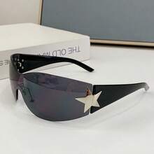 Fashion Frameless Five-Pointed Y2K Personality Glasses G9PN - Black and Gray - View 7