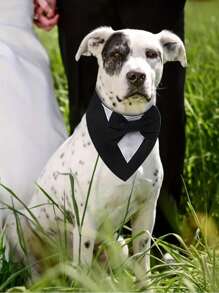 1pc British Style Wedding Pet Bib Scarf With Hook And Loop, Dog Triangle Drool Bib