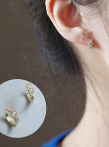 1 Pair Fashion S925 Sterling Silver Cake Edge Triple Cubic Zirconia Double Circle Earrings, Personalized Minimalist Jewelry Accessories, Great Gift For Best Friends And Travel - Circle - View 1