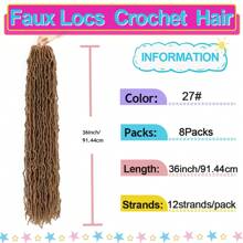 36 Inch New Faux Locs Crochet Braids Hair Super Long Goddess Locs Crochet Hair Curly Wavy Soft Locs Braiding Hair For Women