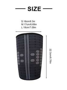 1pc Sports Thigh Compression Sleeve, Cycling, Basketball, Soccer, Elastic Nylon Knit Leg Guard - Black - View 4