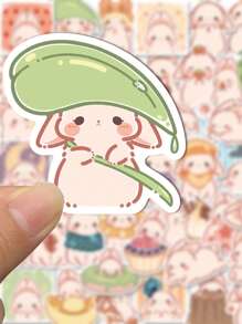 SCXXBSW 50pcs Cute And Creative Rabbit Cheese Cartoon Stickers, Hand Account Stickers, Computer Water Bottles Mobile Phone Decorate Waterproof Stickers - Multicolor - View 3