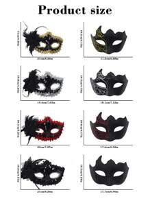 2pcs Elegant Textured Pattern Sexy Couple Mask Set, Suitable For Party, Masquerade Ball, Carnival Celebration, Year-Round Use - A - View 2