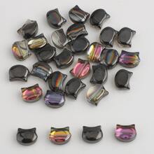 30 piezas de cuentas de cristal de vidrio electrochapado con forma de cabeza de gato de 8*10mm, cuentas espaciadoras para hacer pulseras, collares, cadenas de teléfono, decoración para ropa y zapatos
