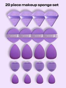 30pcs Makeup Powder Puff Set, Including: 6 Liquid Makeup Sponges+6 Mini Liquid Makeup Sponges+6 Triangular Powder Puffs For Powder And Makeup Sets+6 Air Cushion Powder Puffs For Facial Makeup+6 Mini Love Powder Puffs For Facial Concealer Cream, Foundation Cream Mixed Sponge - Multi-Color Makeup Sponge