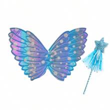 2 pièces Ensemble de costume ailes de papillon et baguette de fée, adapté pour les thèmes de fête d'anniversaire, représentations sur scène, cosplay, etc.