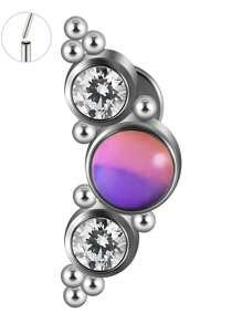 1PC Stainless Steel16G Flash Cz Labret Lip Ring Threadless Flash Cluster Ear Cartilage Tragus Helix Daith Piercing Jewelry - steel color - View 11