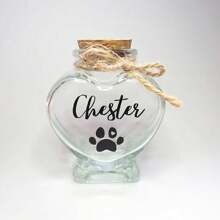 1 pièce Bocal commémoratif personnalisé avec les poils d'animal de compagnie, bouteille en forme de cœur commémorant un animal de compagnie chien ou chat. Urne commémorative personnalisée. Urne commémorative multifonctionnelle pour cheveux d'animal de compagnie, pour anniversaire, remise de diplôme, pour elle, petit-ami, papa, petite-amie, maman, famille, amis, salle de thé, maison, jardin, bureau, anniversaires, Saint-Valentin, Fête des mères, anniversaires, Fête des pères, remise de diplôme, mariages, pendaison de crémaillère, rafraîchissement de la maison