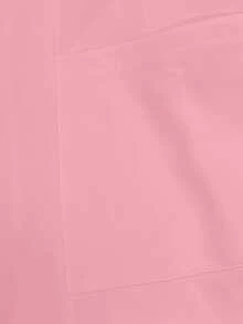 Chaqueta de laboratorio con cremallera de unicolor, abrigo de laboratorio con bolsillos dobles, rosa primavera - Rosa - Ver 9