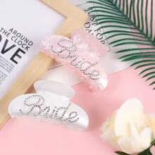 1pc Elegant White Bridal Hair Clip, Suitable For Wedding Bride Occipital Hair Claw