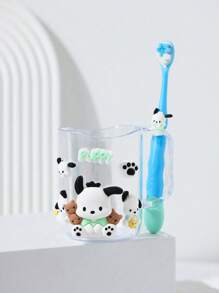 ( Sanrio) 2pcs Cute Cartoon KT Cat And Pudding Dog Toothbrush Holder Combination Set - PP Material, Suitable For Men And Women, Toothbrush Holder And Mouthwash Cup, Comes With Toothbrush And DIY Stickers Home Bathroom Decor Fall Decor Back To School
