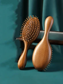 1 件檀香气垫梳，防静电木质按摩梳，用于顺发、刺激头皮、促进头发生长和增厚身体护理，适合旅行、户外、运动、办公室、学校