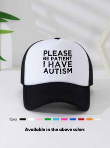 1pc Unisex Printed Decorative Interesting Sponge Mesh Trucker Cap, Baseball Cap, Sun Hat, Suitable For Everyday Use, Outdoor Travel, Hiking, Beach Vacation