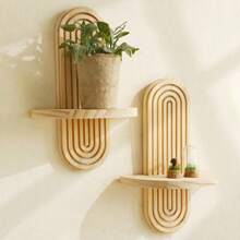 قطعة واحدة من الرفوف الجدارية الخشبية الهندسية بتصميم قوس الحضارة البوهيمية، رف عائم خشبي عصري منتصف القرن، تصميم قوس لديكور الجدران، رف عائم للكتب في غرفة المعيشة والحمام والنوم والفصل والمكتب والحضانة، ديكورات غرفة طبيعية وديكورات حديقة وديكورات حفل الزفاف وديكورات المنزل