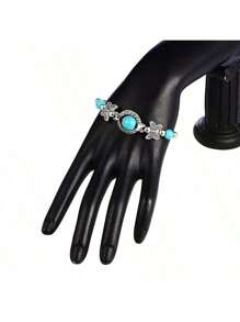1pc Handmade Natural Turquoise Bracelet, Versatile Accessories Suitable For Girls, Party, Date, Everyday Wear
