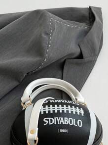 1 pieza Bolso de bolos mini con cierre delantero con patrón de letra de PU, adecuado para uso diario de mujeres