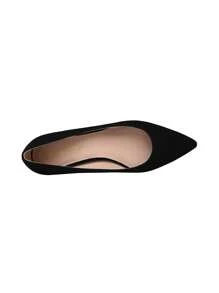 Women's Chunky Low Block Heels Pumps Closed Pointed Toe Slip-On Comfortable Work Dress Elegant Shoes - 黑色/牛巴革 - 查看 6