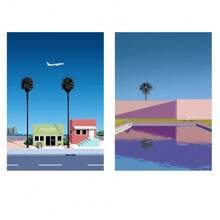 2pcs No Frame Modern Travel Wall Arts Posters Travel To Greece Athens Rhodes Island Wall Art Canvas,Provence Nice France Painting And Japan Beach City Summer Hiroshi Nagai Vaporwave PrintsVintage Posters Fishing Boats Seascape Home Room Decoration Nordic Wall Pictures Living Room Decor Gifts Birthday Graduation