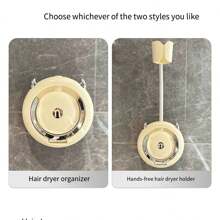 Suport pentru uscător de păr montat pe perete, hands-free, pentru baie, fără burghiu, organizator de suport pentru uscător de păr