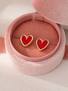 1 Pair/Set Fashionable & Elegant Alloy Heart Shaped Multi-Color Versatile Delicate Sweet Stylish Earrings, Suitable For Women To Wear On Holidays And Gatherings - Multicolor - View 7