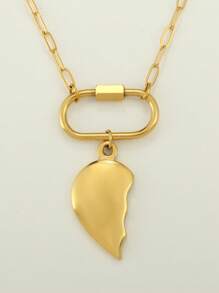 1pc Luxury Gold Stainless Steel Heart Pendant Necklace, Elegant Design Suitable For Daily Wear, Gift For Mother's Day