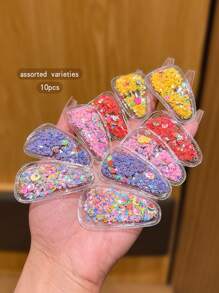 10 件简约彩色沙芯发夹，日常可爱设计