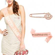 2pcs Crystal Crown Brooch Strap Decoration, Fashionable Rose Gold Letter Shoulder Strap Gift For Ladies, Party, Gathering, Ball, Photography Props - Pink - View 5