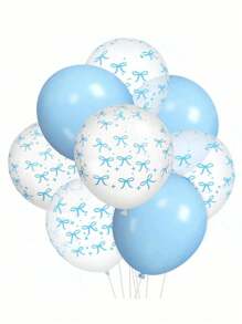 30/15/3Pcs 12inch Blue Latex Bow Balloons For Bachelorette Decorations, Bow Theme Birthday Party, Bridal Engagement Decor, Cute Supplies