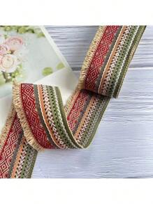 10Yard/2Yard 5cm Lace Ribbon With Tassels, Vintage Jacquard Ribbon, Apparel Sewing, Polyester Trim Woven Lace Trim For Clothes DIY, Clothing Sewing, Bag, Needlework, DIY Craft Accessories, Home Decor, Wedding Decor, Homecrafts Material, Sewing Lace, Sewing Supplies, Craft Supplies, Stitch Supplies, Mother's Day Gifts, Birthday Decorations