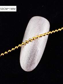 1PC/50CM Nail Art Metal Beads Chain Silver Golden Color Nail Decoration
