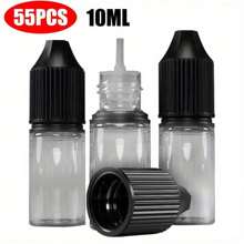 10ml Empty Plastic Bottles Clear PET Essential Oils Liquid Black Cap QUALITY UK - Black Bottle - View 4