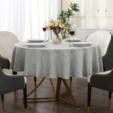 Solid Color Linen-Feel Waterproof Tablecloth, Wrinkle-Resistant, Khaki, Practical For Family Dining, Outdoor Use