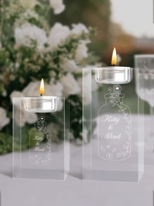 Custom Text Crystal Candle Holder, Personalized 3D Text Wedding Candle Holder, Gift For Her,Brunch-Ready - Multicolor - View 3