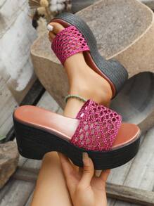 Sandales compensées à plateforme pour femmes, talons hauts de 9 cm, mules imperméables, tressage mode, convenant pour l'été