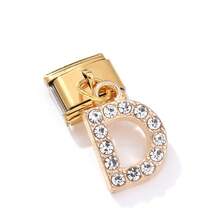 1/5/10pcs Elegant Fashion Gold Zirconia Crystal Heart, Letter, Leaf, Butterfly Pendant Modules - Ideal For DIY Bracelets, Rings, Gift