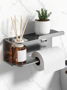 1pc Wall Mounted Paper Towel Holder, Toilet Fragrance Storage Rack, Multifunctional Storage Rack, Paper Roll Holder, Suitable For Kitchen And Bathroom, Bathroom Accessories