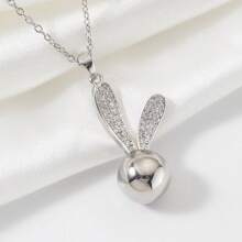 1 件简约别致铜镶嵌锆石 18K 镀金兔子吊坠项链，适合女性日常佩戴、珠宝配饰，送给朋友的完美复活节礼物 - 彩色 - 查看 13
