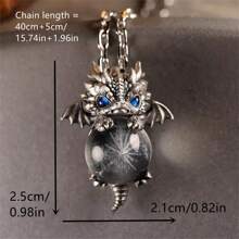 1pc Vintage Silver Chinese Blue Dragon Pendant Necklace, Cute Small Dragon Choker Necklace, Hiphop Jewelry Gift